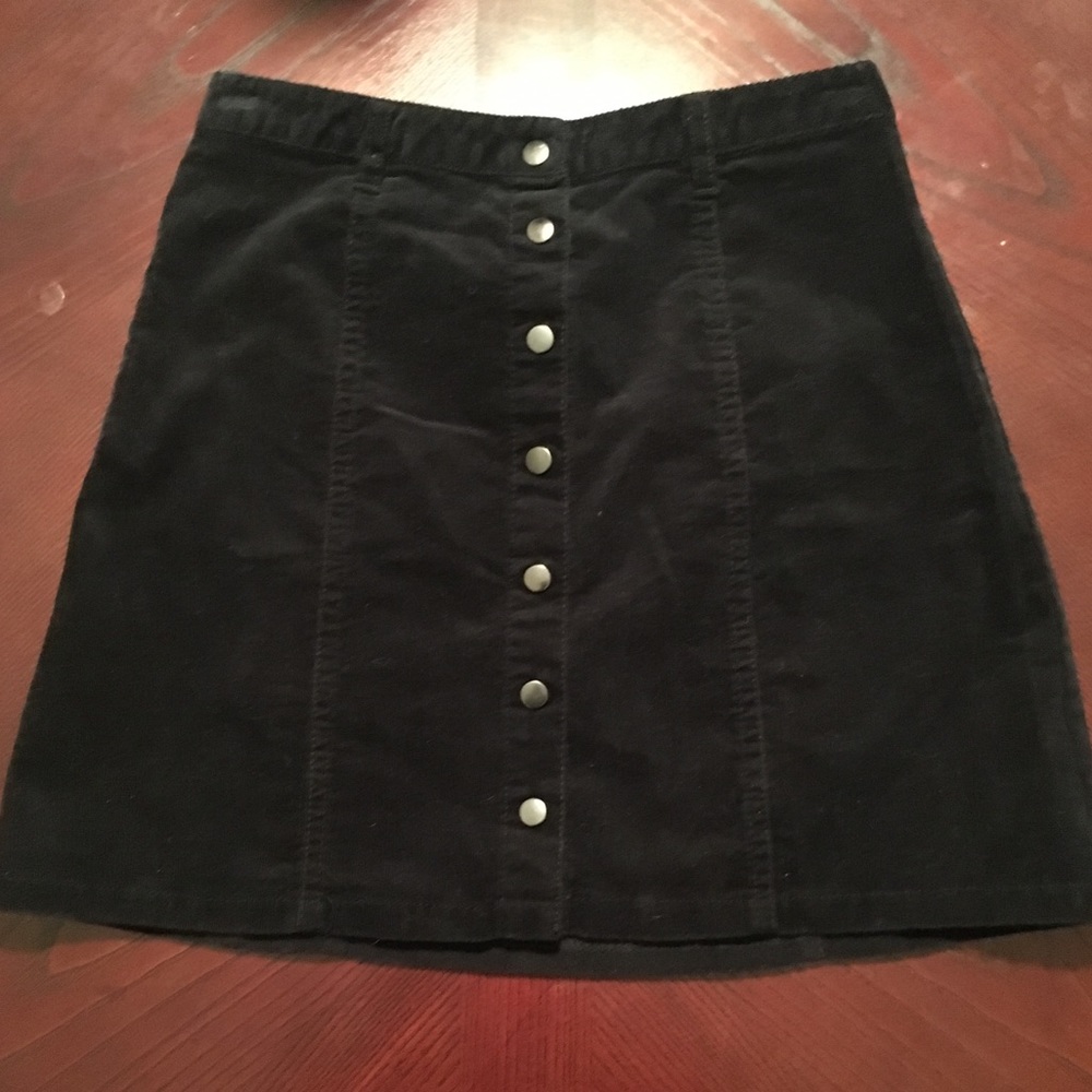 Black Corduroy Mini Skirt